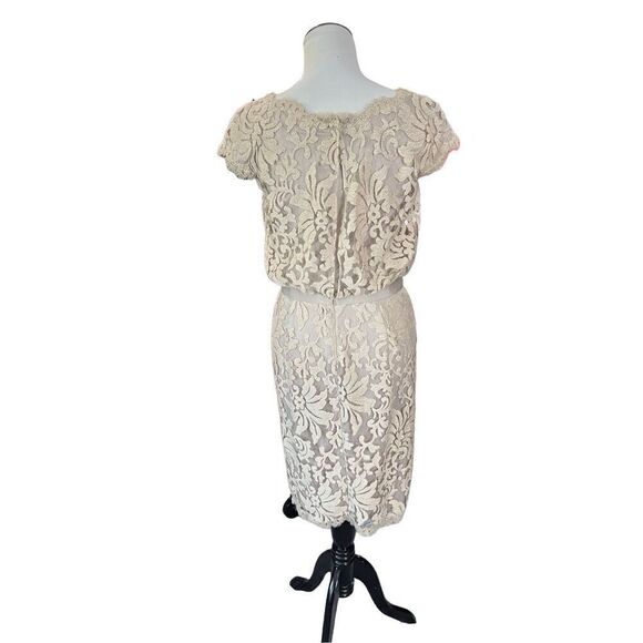 Tadashi Shodji Greta Lace Cocktail Dress Cap Sleeve Tie Waist size 8 - Picture 3 of 10